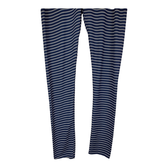Mud Pie Womens Sz Large Navy Blue & White Stripe Leggings - Picture 7 of 9